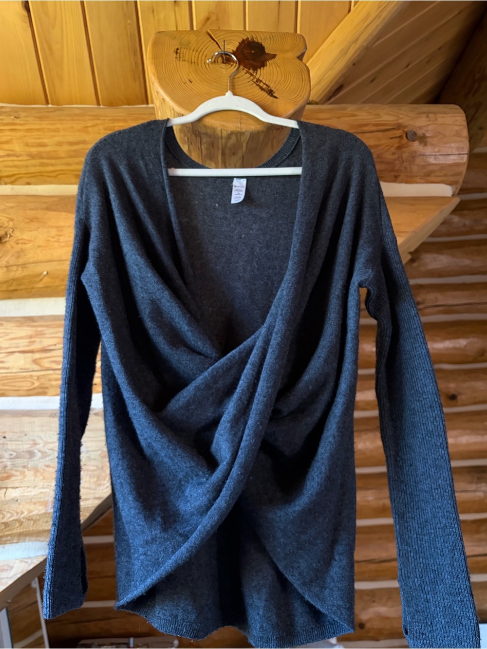 Athleta Dark Charcoal Twist-Front Cardigan Sweater